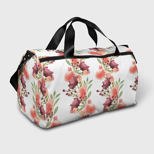 Спортивная сумка Цветы на белом / 3D-принт – фото 1