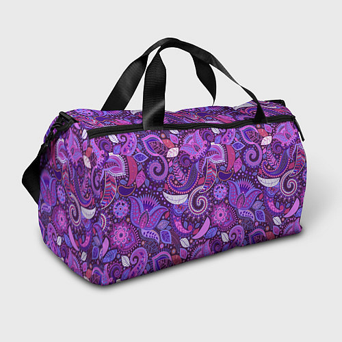 Спортивная сумка Фиолетовый этнический дудлинг / 3D-принт – фото 1