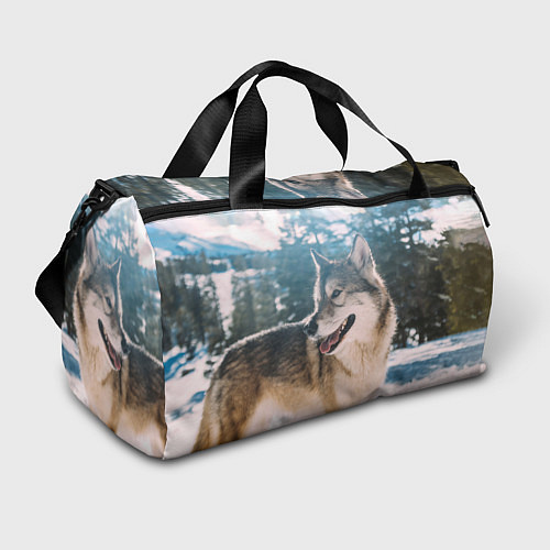 Спортивная сумка Волк и снег / 3D-принт – фото 1