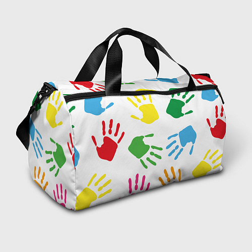 Спортивная сумка Цветные ладошки - Детский узор / 3D-принт – фото 1