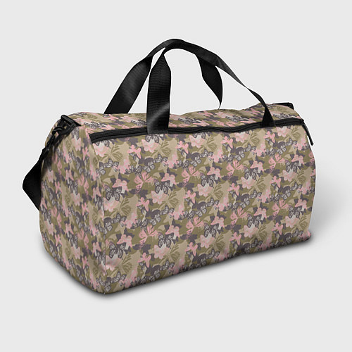 Спортивная сумка Камуфляж с бабочками / 3D-принт – фото 1