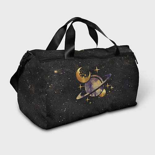 Спортивная сумка Сатурн, луна, спутник и звезды / 3D-принт – фото 1
