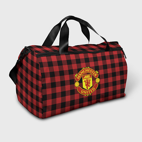Спортивная сумка Манчестер Юнайтед фон в клетку / 3D-принт – фото 1