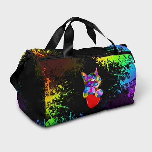Спортивная сумка РАДУЖНЫЙ КОТИК RAINBOW KITTY / 3D-принт – фото 1