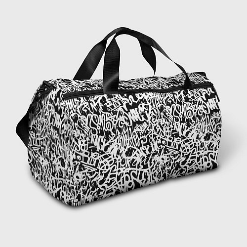Спортивная сумка Graffiti white on black / 3D-принт – фото 1