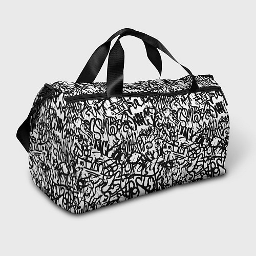 Спортивная сумка Graffiti black on white / 3D-принт – фото 1