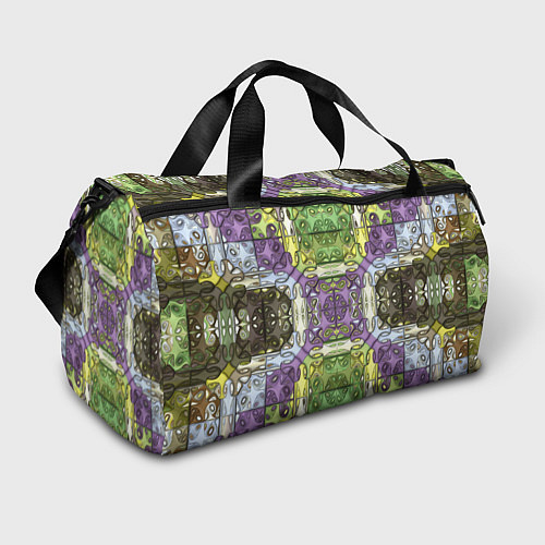 Спортивная сумка Коллекция Фрактальная мозаика Фиолетово-зеленый / 3D-принт – фото 1