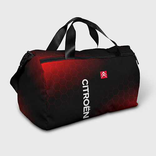 Спортивная сумка Ситроен, Citroen Красно черный соты / 3D-принт – фото 1