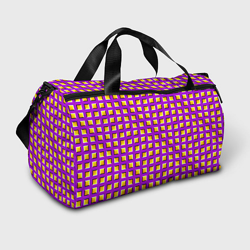 Спортивная сумка Фиолетовый Фон с Желтыми Квадратами Иллюзия Движен / 3D-принт – фото 1