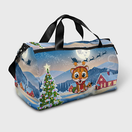 Спортивная сумка Маленький тигренок с рожками / 3D-принт – фото 1