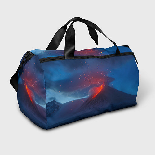 Спортивная сумка Извержение вулкана ночью / 3D-принт – фото 1