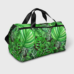 Спортивная сумка Тропические листья на темном фоне