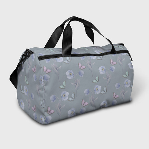 Спортивная сумка Бабочки и цветы голубого мака / 3D-принт – фото 1