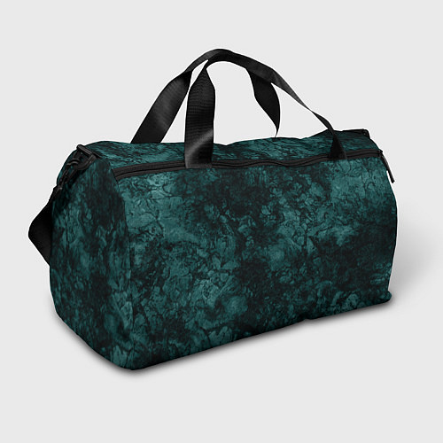 Спортивная сумка Черно-бирюзовый каменный мраморный узор / 3D-принт – фото 1
