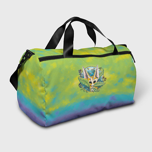 Спортивная сумка Лиса фенек среди цветов / 3D-принт – фото 1