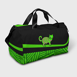 Спортивная сумка Зеленый полосатый кот