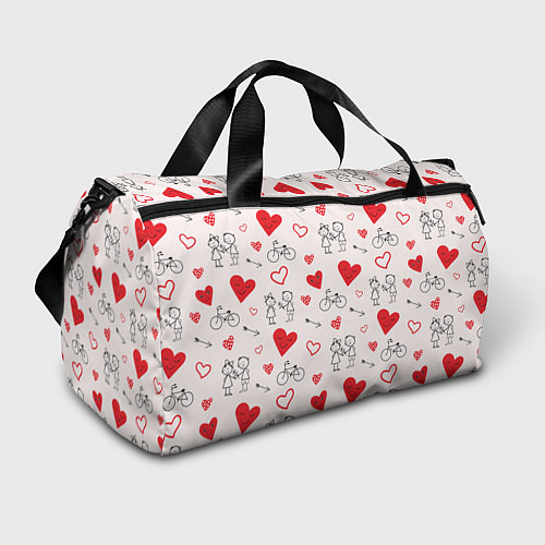 Спортивная сумка Романтические сердечки / 3D-принт – фото 1