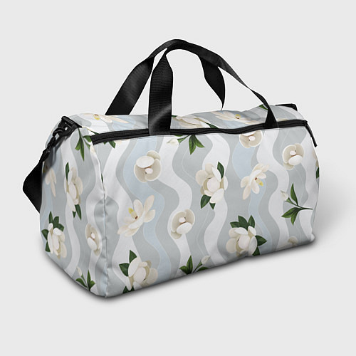 Спортивная сумка Цветы Белые С Полосами / 3D-принт – фото 1