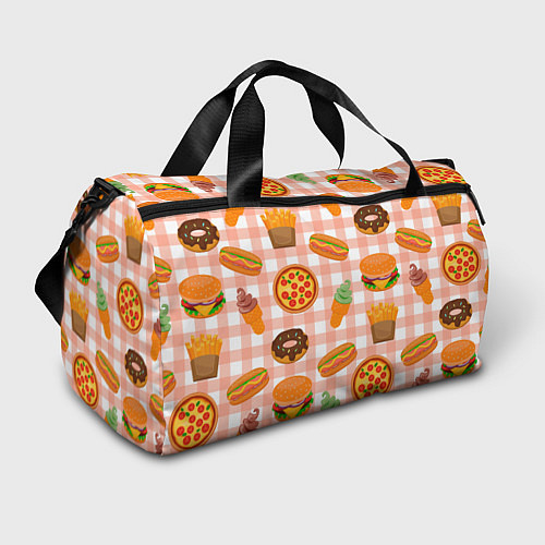 Спортивная сумка PIZZA DONUT BURGER FRIES ICE CREAM pattern / 3D-принт – фото 1