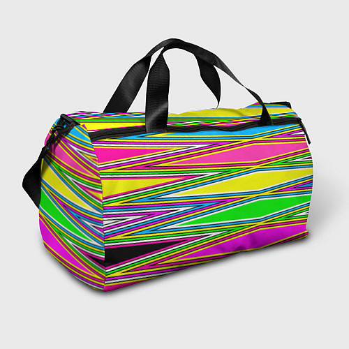 Спортивная сумка Полосатый радужный разноцветный геометрический узо / 3D-принт – фото 1