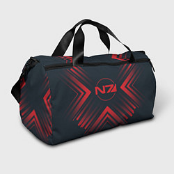 Спортивная сумка Красный Символ Mass Effect на темном фоне со стрел