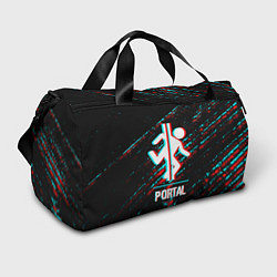 Спортивная сумка Portal в стиле Glitch Баги Графики на темном фоне