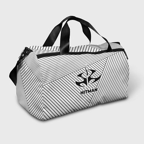 Спортивная сумка Символ Hitman на светлом фоне с полосами / 3D-принт – фото 1