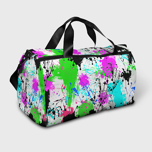 Спортивная сумка Неоновые разноцветные пятна и брызги красок / 3D-принт – фото 1