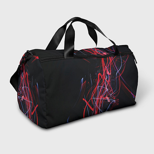 Спортивная сумка Неоновые лучи в абстракции - Красный и синий / 3D-принт – фото 1