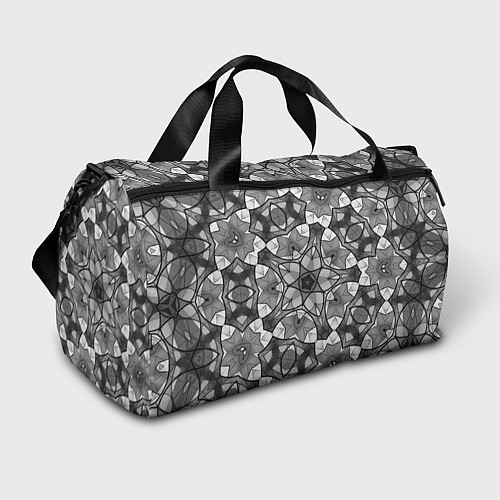 Спортивная сумка Черно-белый геометрический мозаичный узор / 3D-принт – фото 1