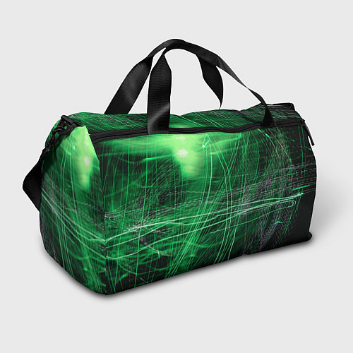 Спортивная сумка Неоновые волны и линии - Зелёный / 3D-принт – фото 1