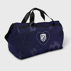 Спортивная сумка Лого Atletico Madrid в сердечке на фоне мячей