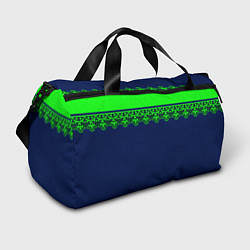 Сумки спортивные Green Lace Зеленое кружево на темном синем фоне, цвет: 3D-принт