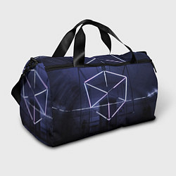 Спортивная сумка Неоновый прерывистый куб во тьме - Фиолетовый