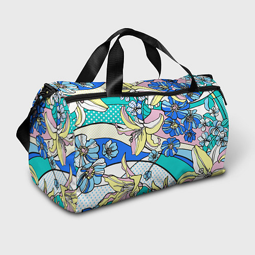 Спортивная сумка Яркие цветы в стиле поп-арт / 3D-принт – фото 1