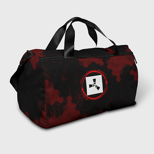 Спортивная сумка Символ Rust и краска вокруг на темном фоне / 3D-принт – фото 1