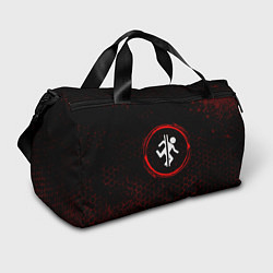 Спортивная сумка Символ Portal и краска вокруг на темном фоне