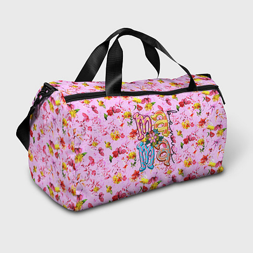 Спортивная сумка Слово МАМА в цветочках / 3D-принт – фото 1