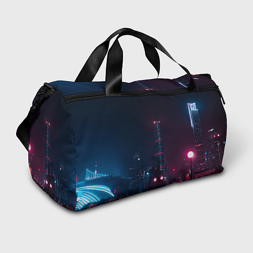 Спортивная сумка Неоновый ночной город - Тёмно-розовый / 3D-принт – фото 1