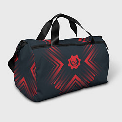 Спортивная сумка Красный Символ Gears of War на темном фоне со стре