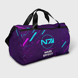 Спортивная сумка Символ Mass Effect в неоновых цветах на темном фон