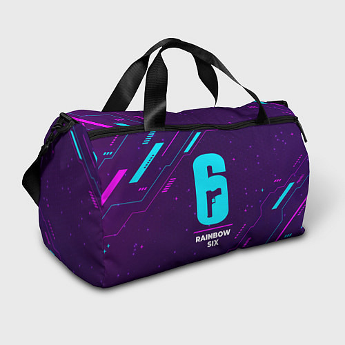 Спортивная сумка Символ Rainbow Six в неоновых цветах на темном фон / 3D-принт – фото 1