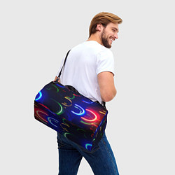 Сумки спортивные Неоновые волны во тьме - Синий, цвет: 3D-принт — фото 2
