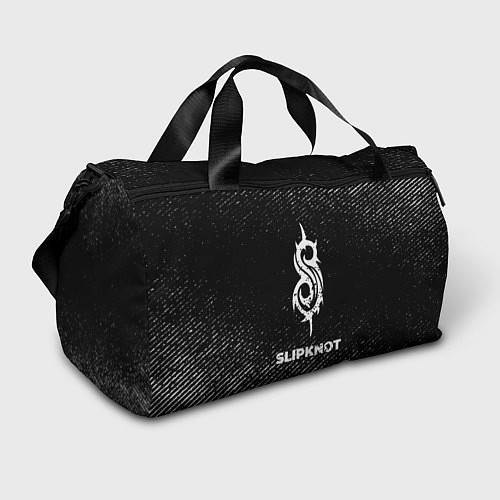 Спортивная сумка Slipknot с потертостями на темном фоне / 3D-принт – фото 1