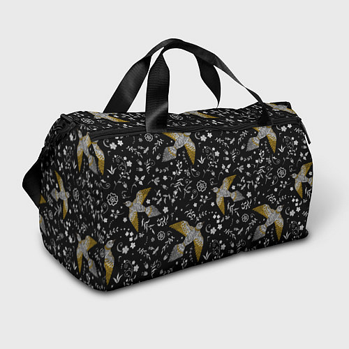 Спортивная сумка Птицы и цветы с эффектом вышивки / 3D-принт – фото 1