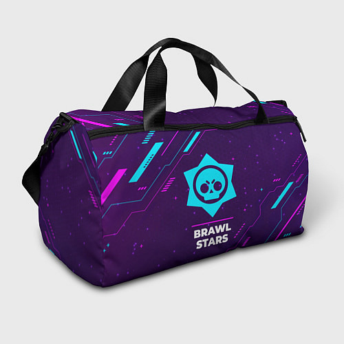 Спортивная сумка Символ Brawl Stars в неоновых цветах на темном фон / 3D-принт – фото 1