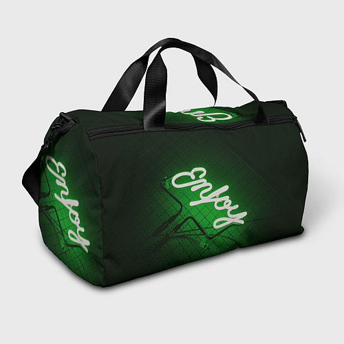 Спортивная сумка Неоновая надпись во тьме: Наслаждайся - Зелёный / 3D-принт – фото 1
