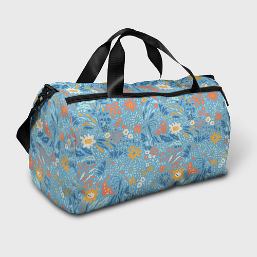 Спортивная сумка Цветы На Нарисованном Лугу / 3D-принт – фото 1