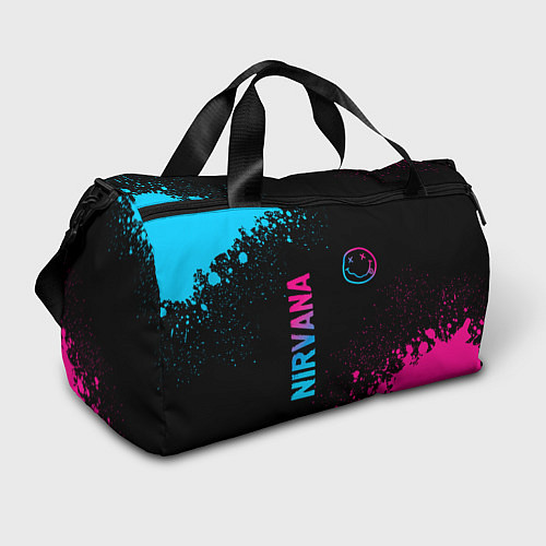 Спортивная сумка Nirvana - neon gradient: символ и надпись вертикал / 3D-принт – фото 1