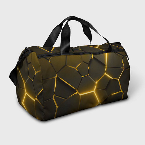 Спортивная сумка Золотые неоновые геометрические плиты / 3D-принт – фото 1